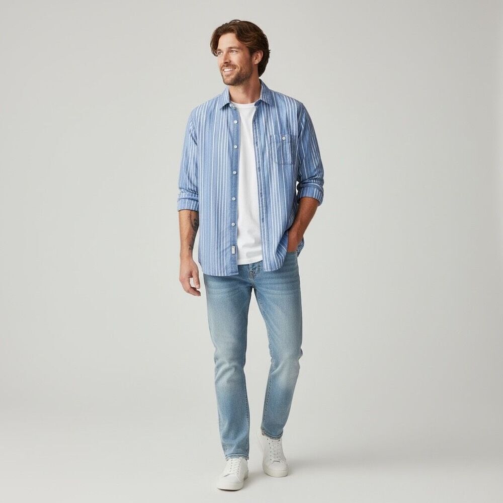 Flag & Anthem Dry Goods Supply Blue Striped Button Down Shirt XL